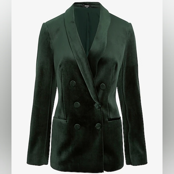 EXPRESS: Velvet Double Breasted Shawl Collar Blazer - Picture 7 of 7